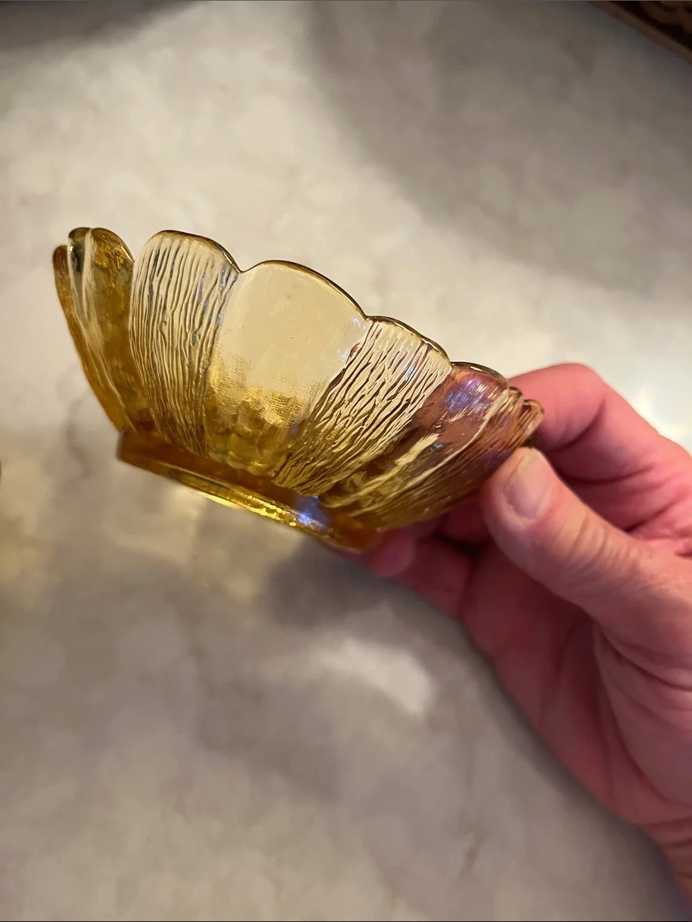 Vintage  Amber glass Taper  floral Candle Holders